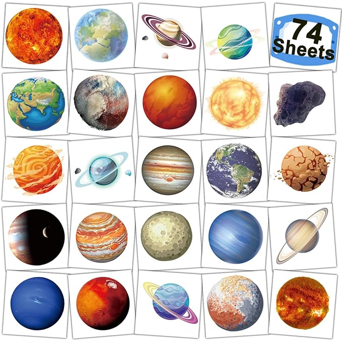 Planets Temporary Tattoos – 74 Pack