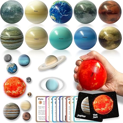 Solar System Stress Balls + Flashcards Set