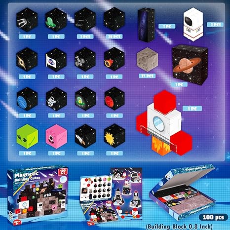 Goody King 100PCS Space Rocket Magnetic Building Blocks