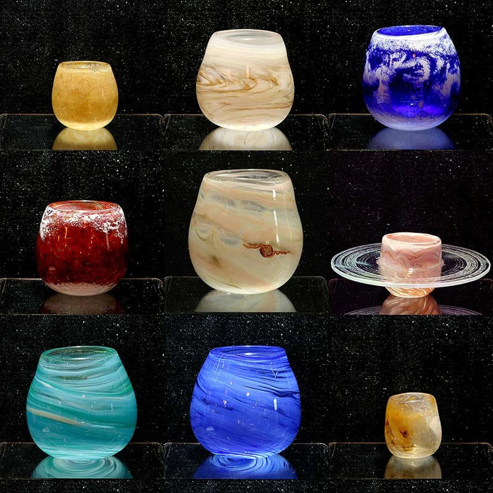 Blown Glass Solar System Drinking Glasses – Set of 10