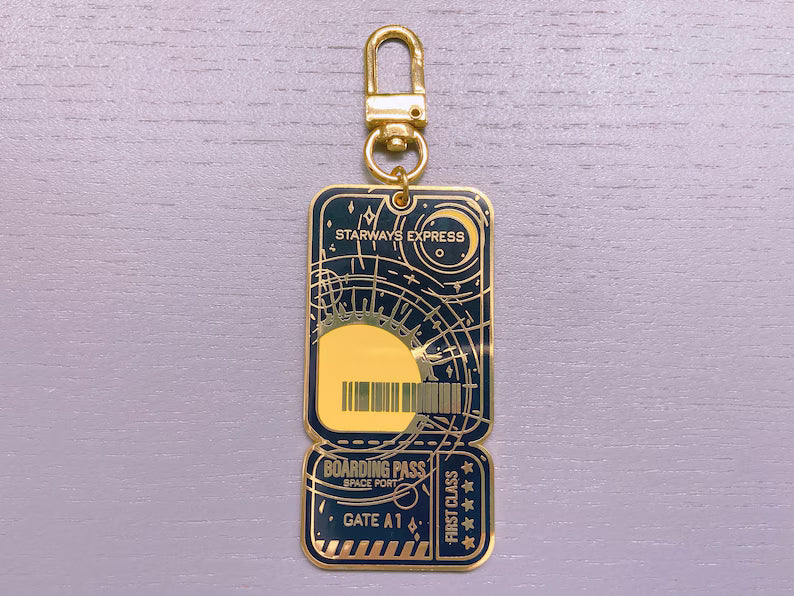 Space Travel Boarding Pass Keychain