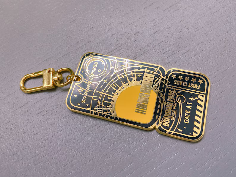Space Travel Boarding Pass Keychain
