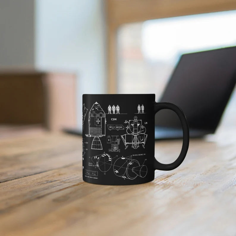 Apollo Spacecraft Technical Drawing Mug