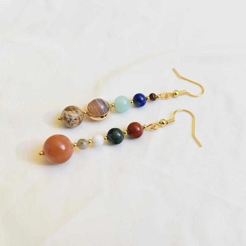 Solar System Gemstone Earrings – Asymmetrical Design