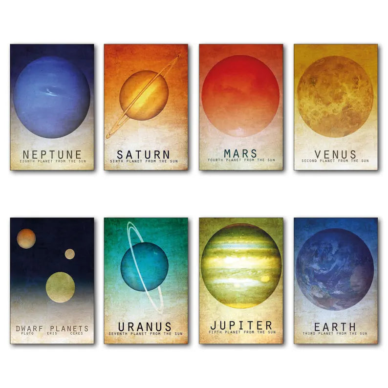 Solar System Vintage Magnets - Set of 8