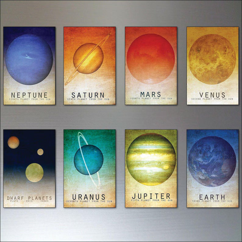 Solar System Vintage Magnets - Set of 8
