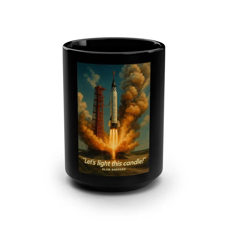 Rocket Launch Black Mug