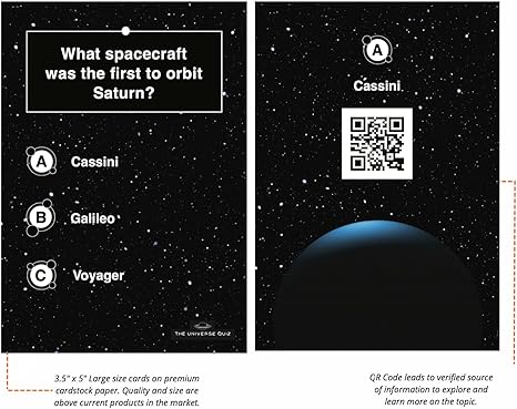 The Universe Quiz - Ultimate Space Trivia Cards with 50 Questions for Kids & Adults