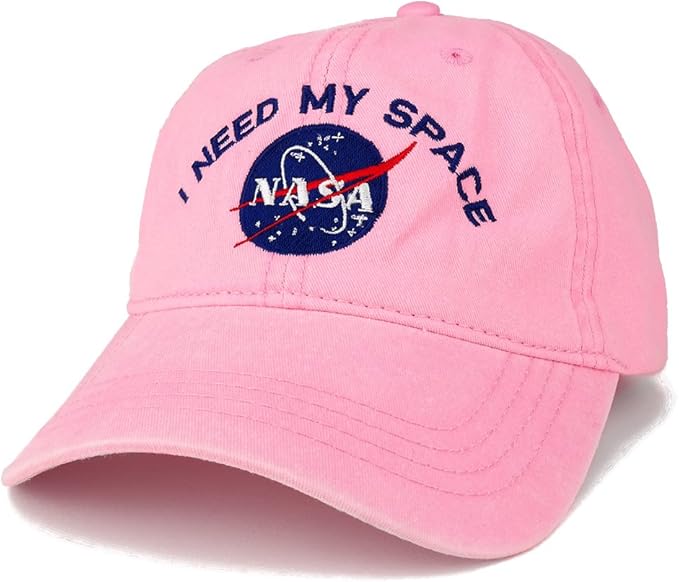 NASA “I Need My Space” Embroidered Washed Cotton Cap – Pink