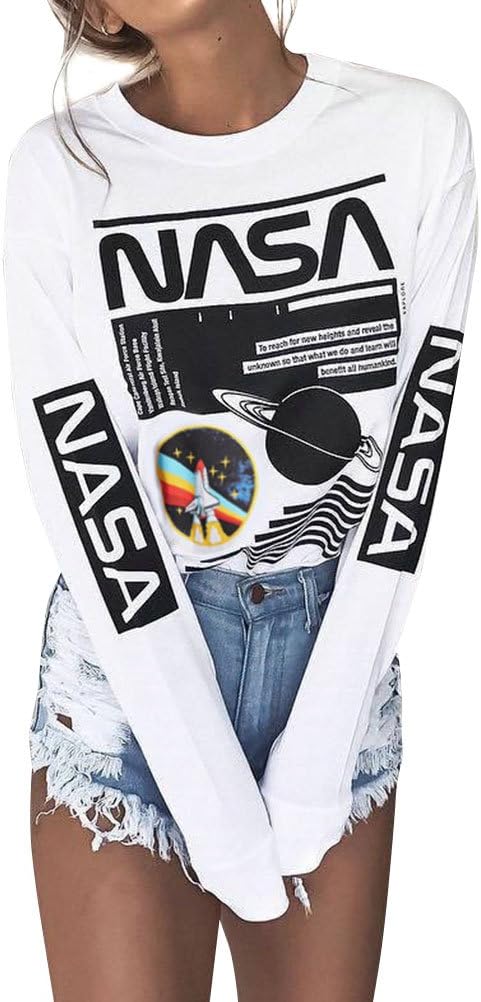 Women's Crew Neck Long Sleeve NASA T-Shirt