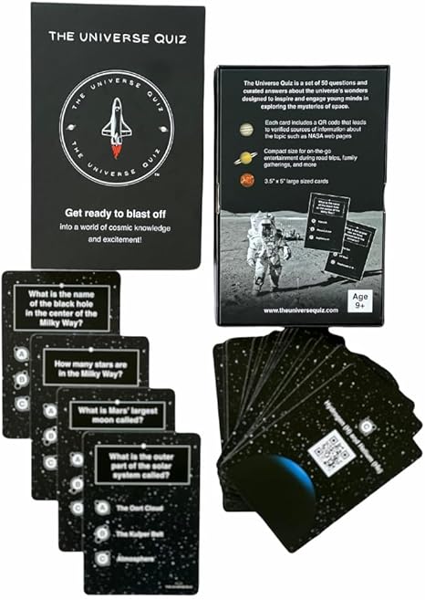 The Universe Quiz - Ultimate Space Trivia Cards with 50 Questions for Kids & Adults