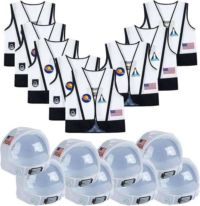 Astronaut Costume for Kids – 16 Piece Dress-Up Set with Helmets & Vests