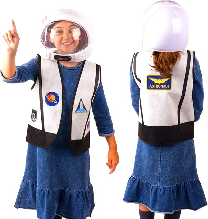 Astronaut Costume for Kids – 16 Piece Dress-Up Set with Helmets & Vests