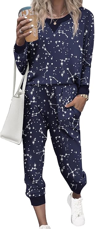 Women's Nigh Sky Pajama Set – Long Sleeve 2-Piece Jogger Loungewear