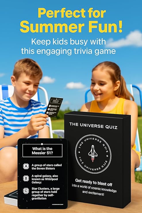 The Universe Quiz - Ultimate Space Trivia Cards with 50 Questions for Kids & Adults