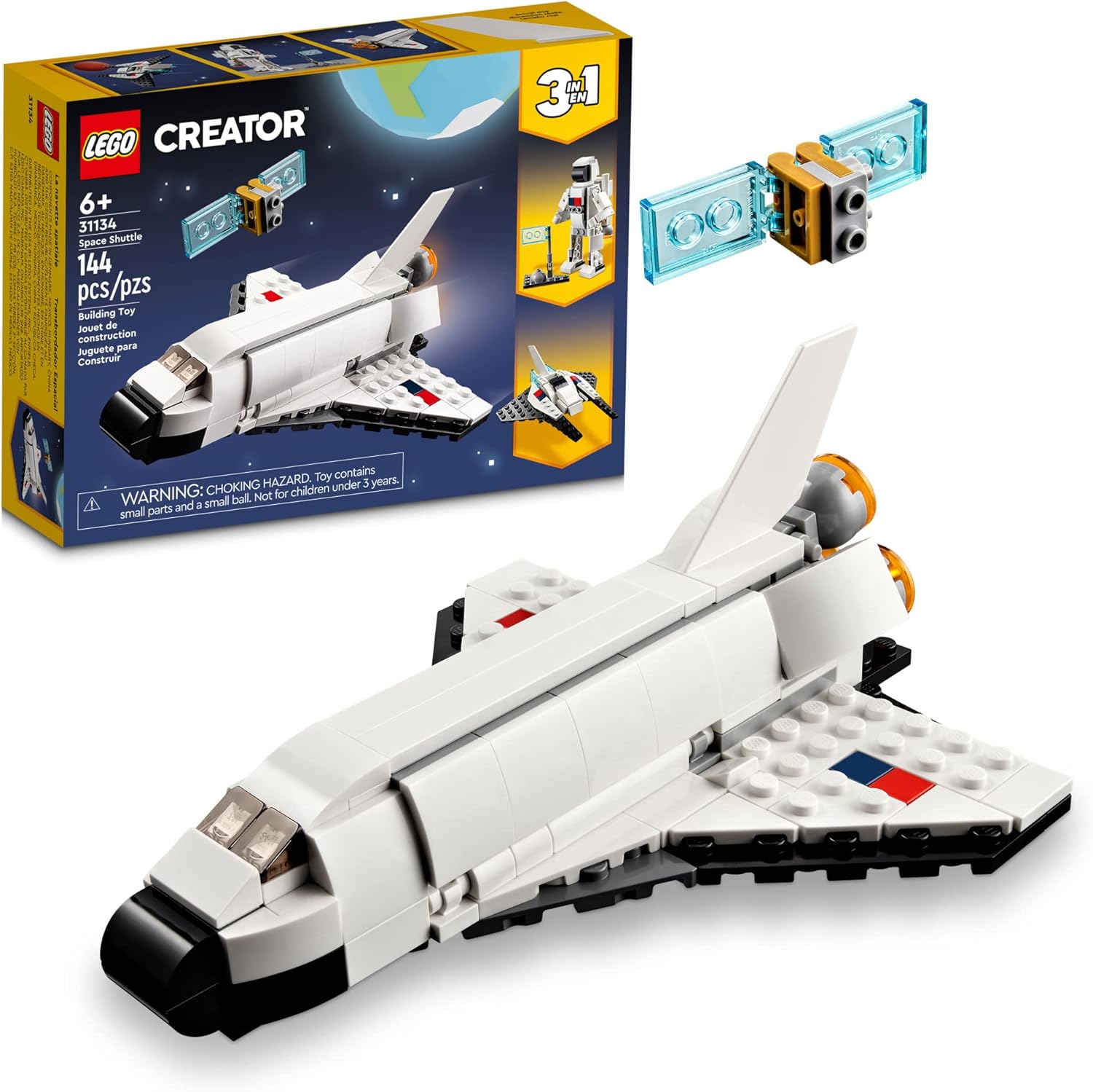 LEGO Creator 3 in 1 Space Shuttle Building Set – 144 Pieces