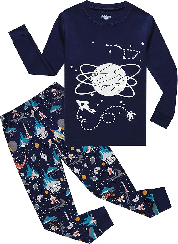 Glow in the Dark Kids and Toddler Pajamas 2 Piece Pjs Set