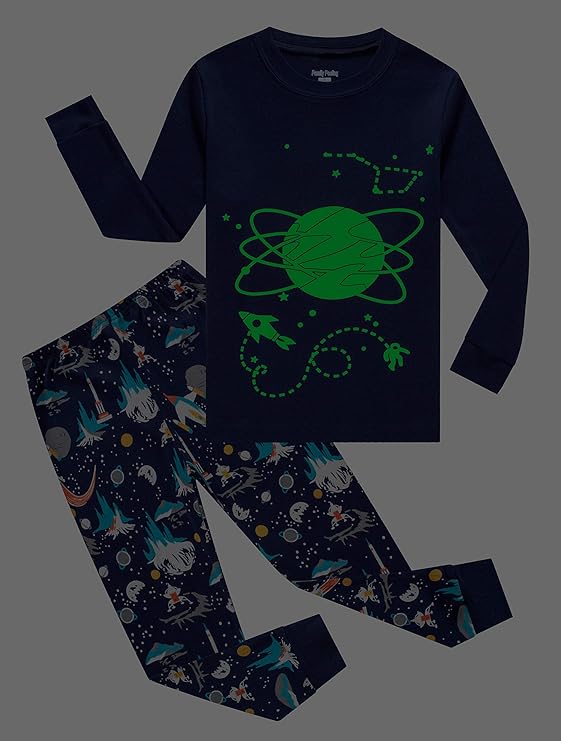 Glow in the Dark Kids and Toddler Pajamas 2 Piece Pjs Set