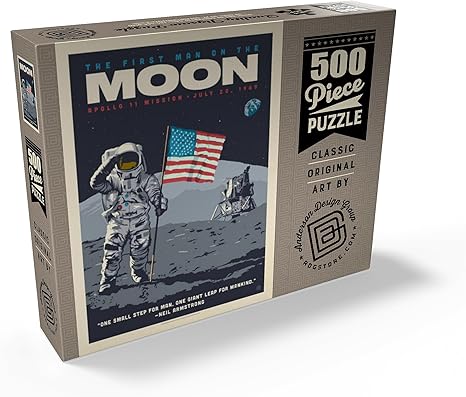 NASA 1969: First Man on the Moon Puzzle – 500 Piece Vintage Poster
