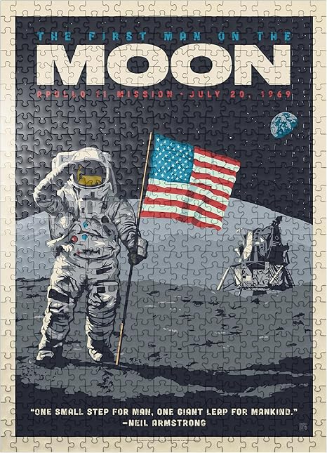 NASA 1969: First Man on the Moon Puzzle – 500 Piece Vintage Poster