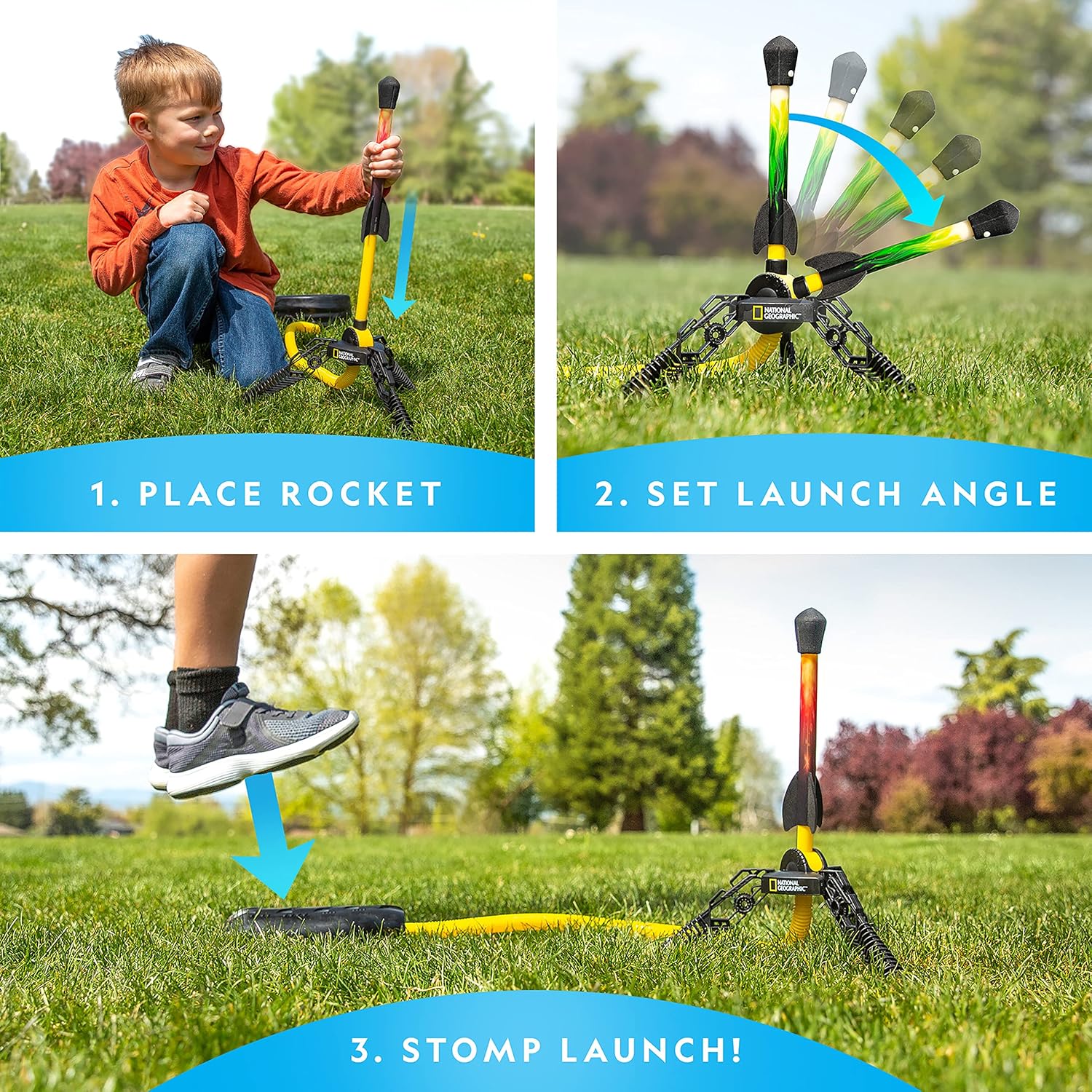 National Geographic Air Rocket Toy – Ultimate LED Rocket Launcher for Kids