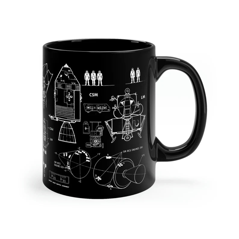 Apollo Spacecraft Technical Drawing Mug