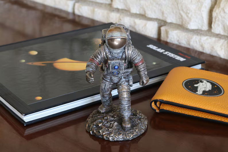 Standing Astronaut Figurine – Handmade Cold Cast Bronze Space Decor