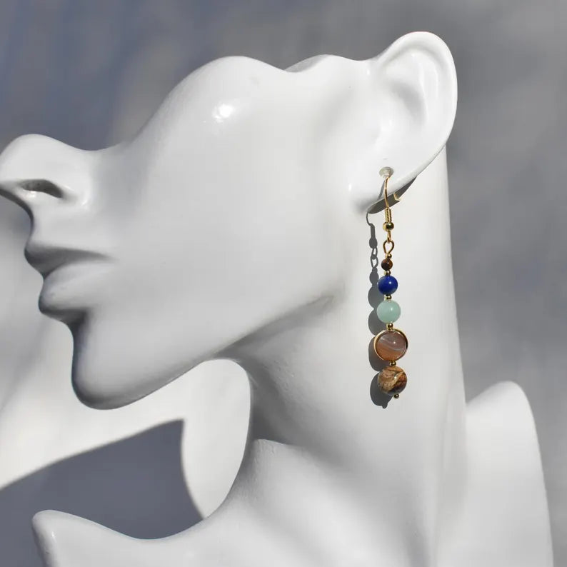 Solar System Gemstone Earrings – Asymmetrical Design